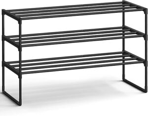 SONGMICS 3-Tier Stackable Metal Shoe Rack