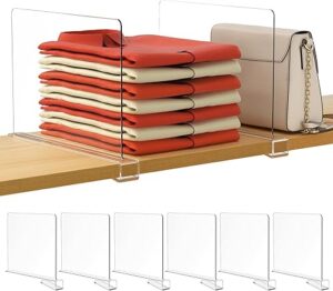 HBlife 6-Pack Clear Acrylic Shelf Dividers